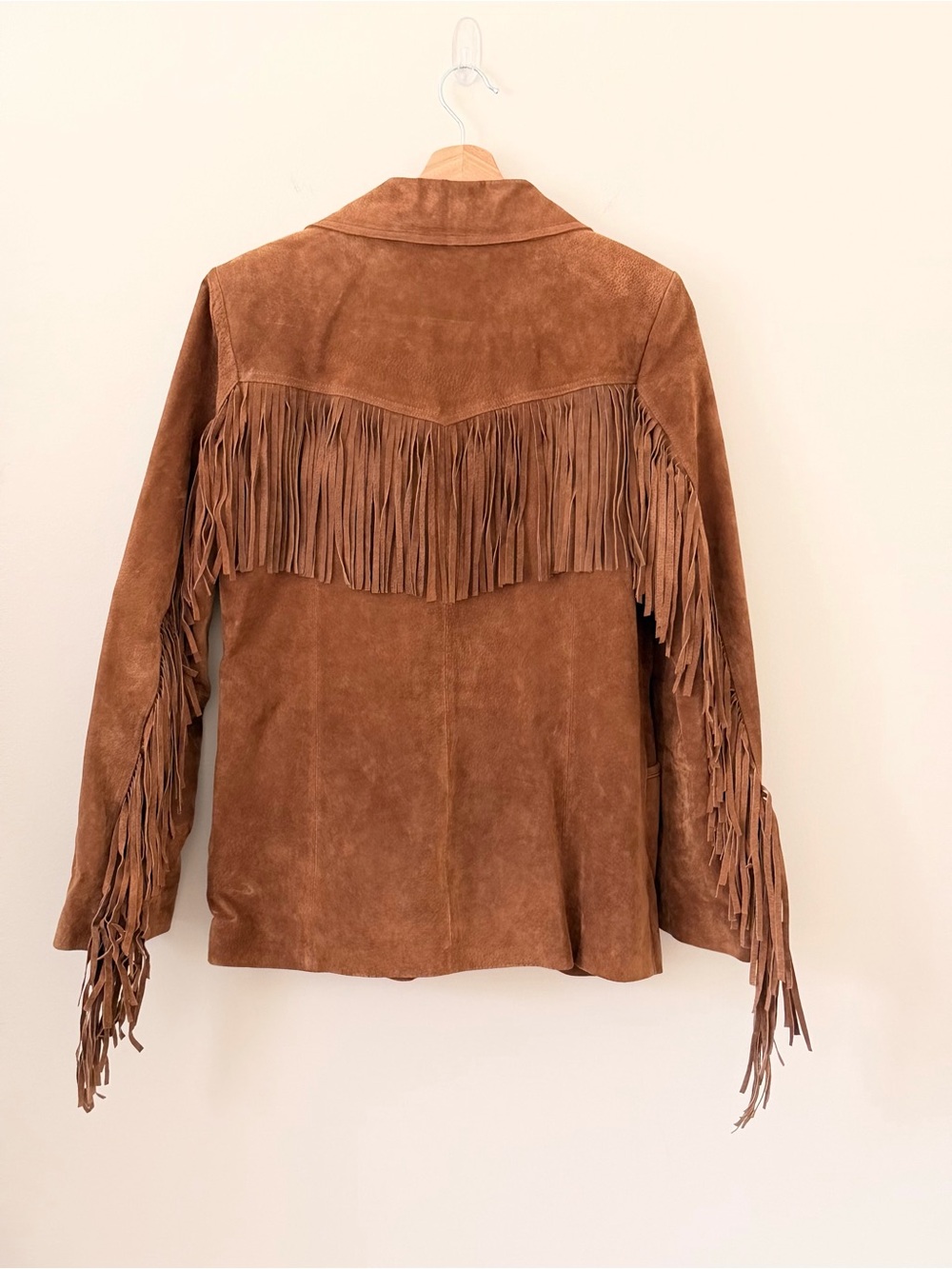 Vintage Suede Fringe Western Jacket Brown Leather Boho Cowgirl Rodeo Festival M - Picture 9 of 13